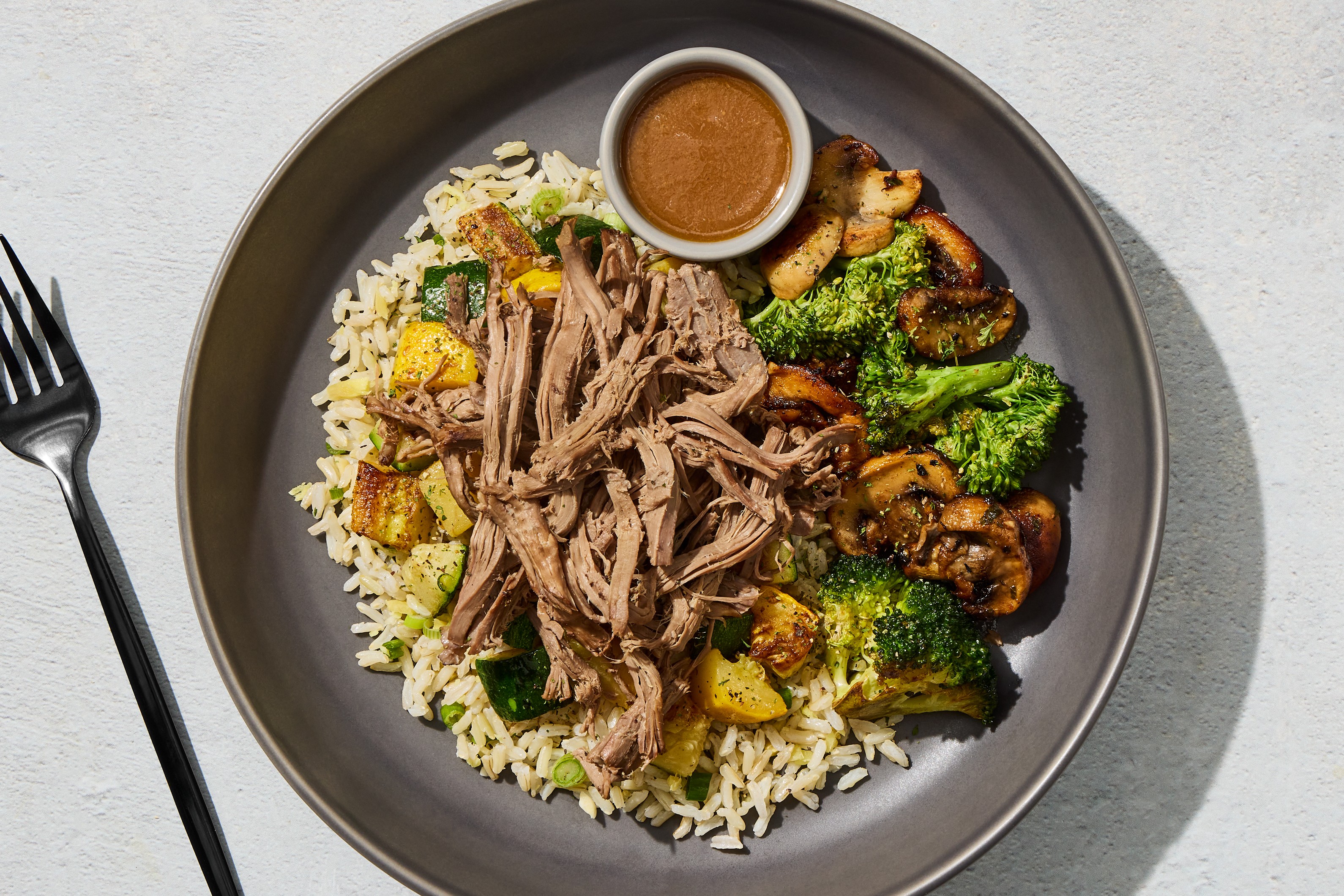 Honey Garlic Shredded Beef Bowl
