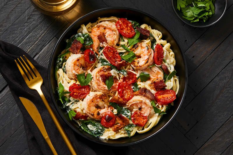 Jumbo Shrimp and Fresh Linguine "BLT" Alfredo