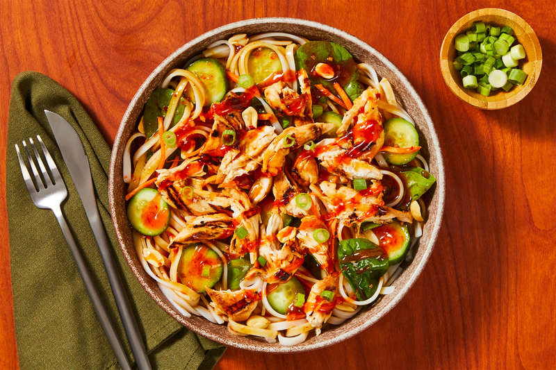 SuperQuick Grilled Chicken and Rice Noodle Bowls