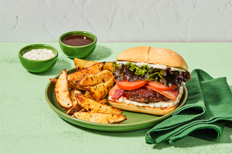 Stacked BBQ BLT Beef Burgers