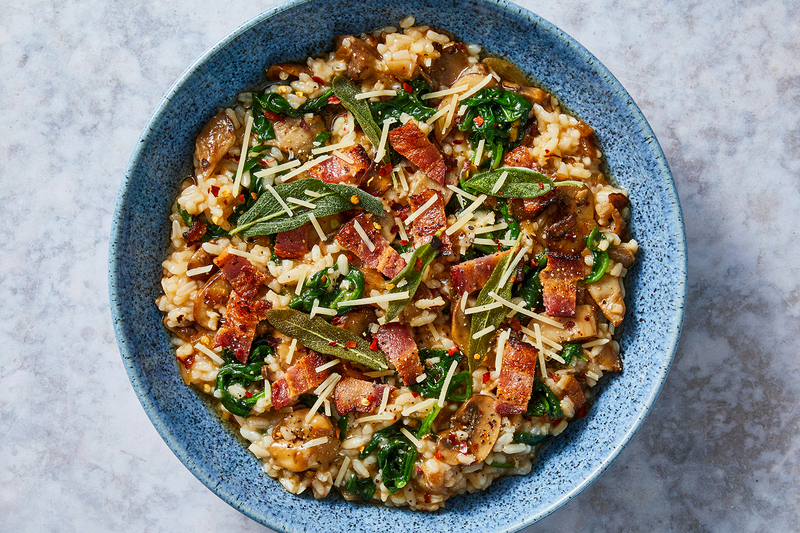 Creamy Mixed Mushroom Risotto with Bacon