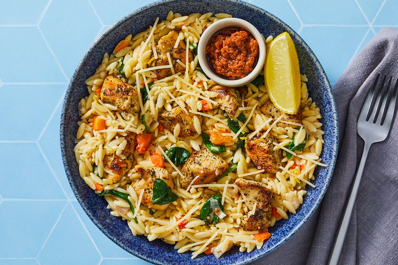 Poêlée de poulet bio et d’orzo