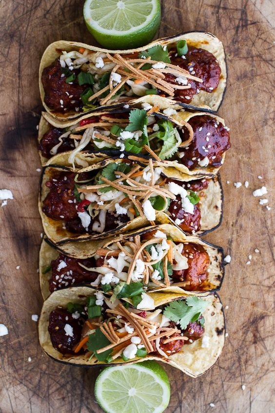 Korean-Inspired Fried Chicken Tacos 