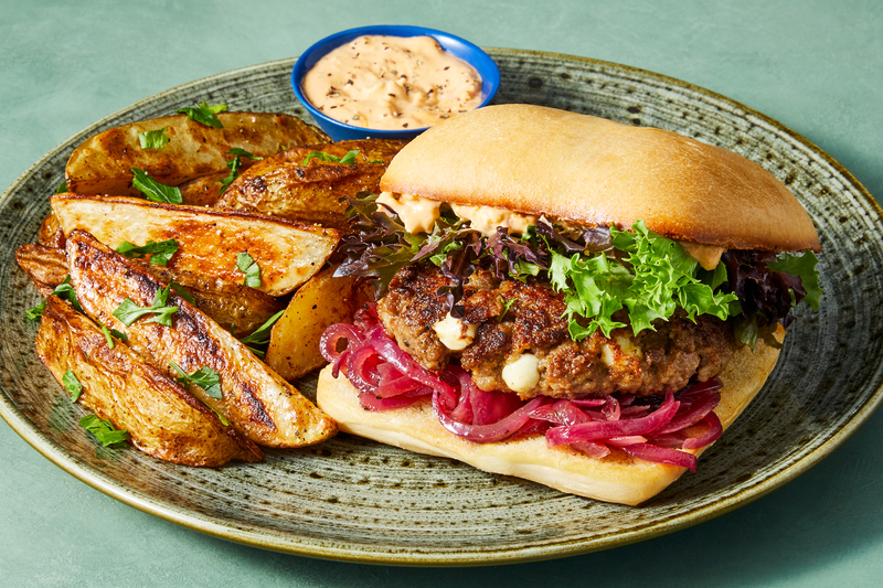 Harissa and Feta Beef Sandwiches