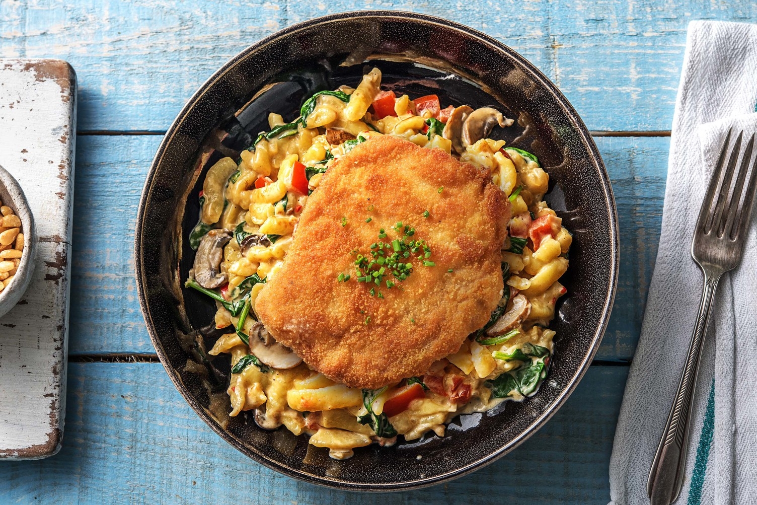 Focus sport : Salade de pâtes et pommes de terre, schnitzel végé