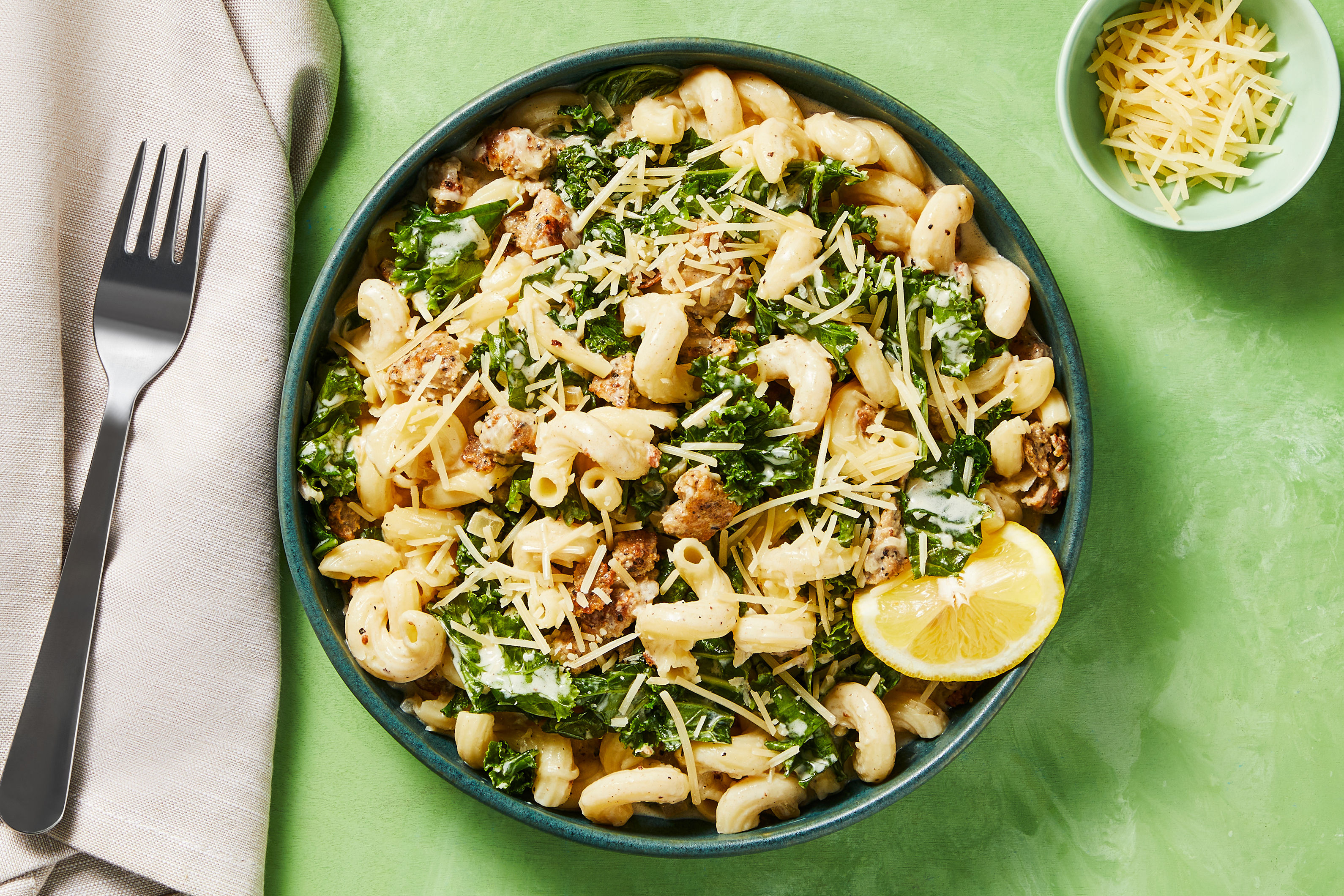 Creamy Chicken Sausage & Kale Cavatappi