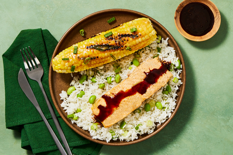 Bols de double saumon teriyaki grillé