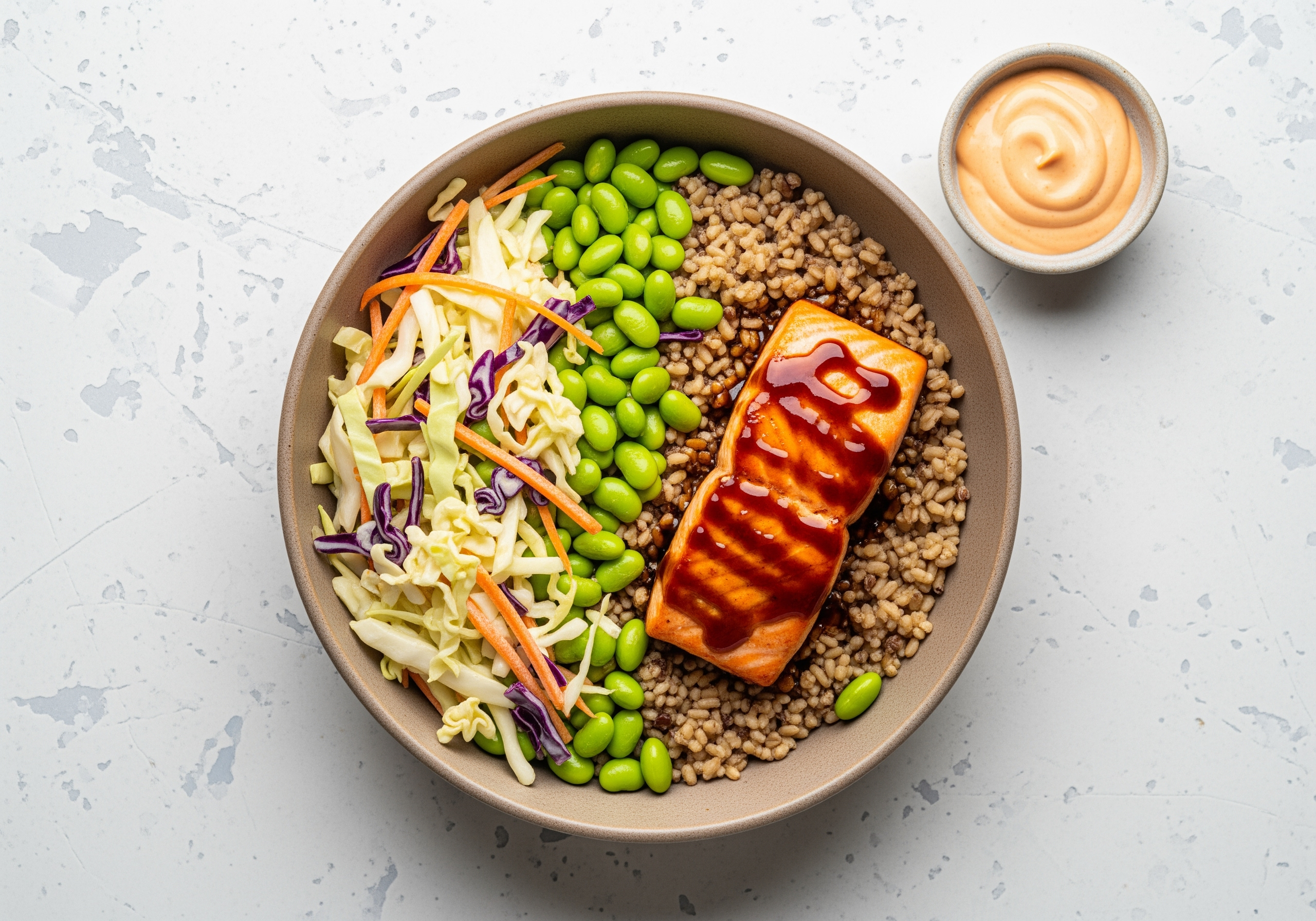 [PROTEIN DOUBLE SALMON] Tray Bake Japanese Sweet Soy Salmon with Edamame Grains and Spicy Mayo