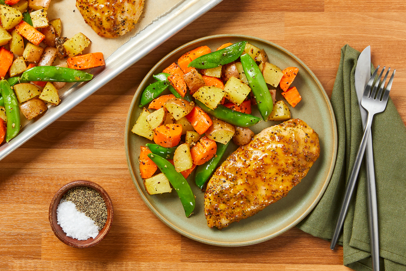 Poulet glacé à l’abricot sur plaque