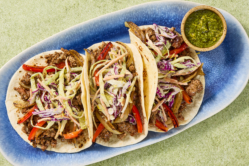 SuperQuick Chimichurri Beef Tacos