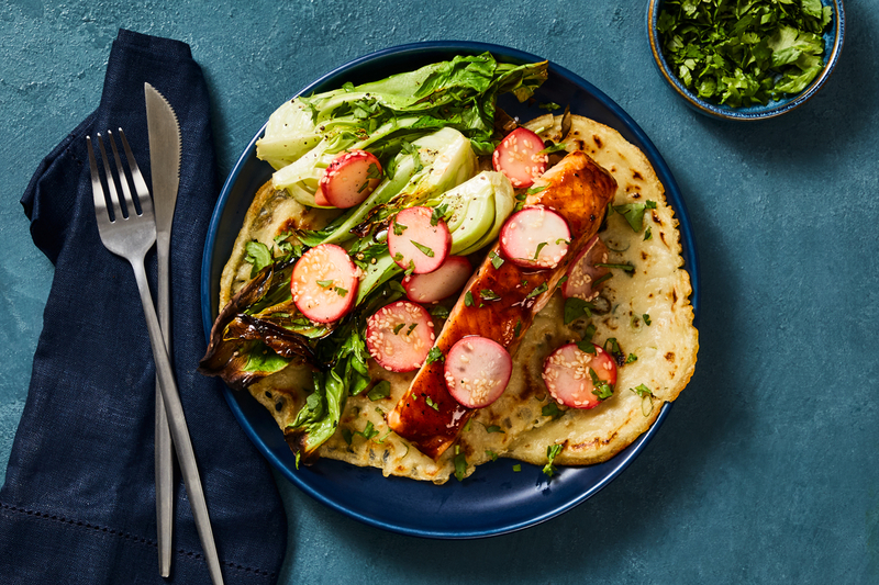 Salmon with Chinese-Style Scallion Pancakes