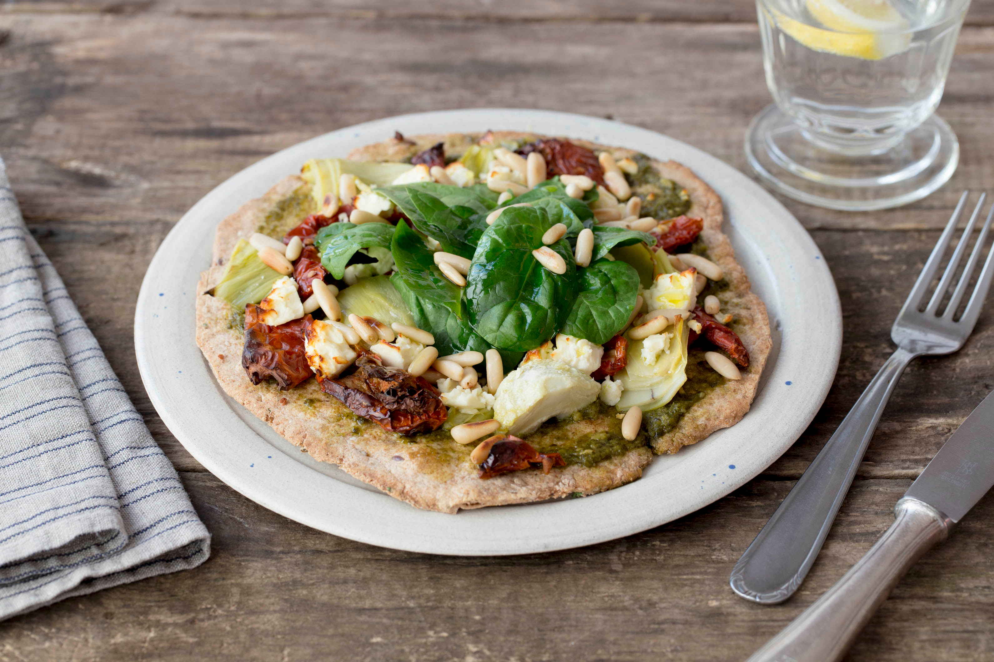Saint Valentine's Pesto Pizza with Fetta & Sundried Tomato