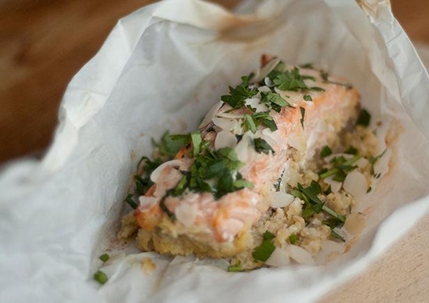 Moroccan Fish En Papilote with Almond Couscous