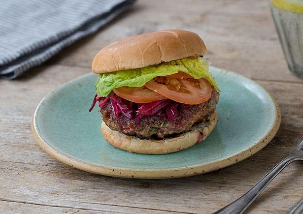 Bucking Beef Burgers with Beetroot Relish