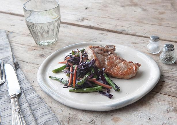 Pork Cutlets with Asian Slaw-Fry