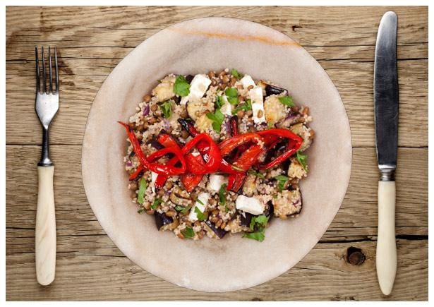 Roasted Aubergine and Romano Salad