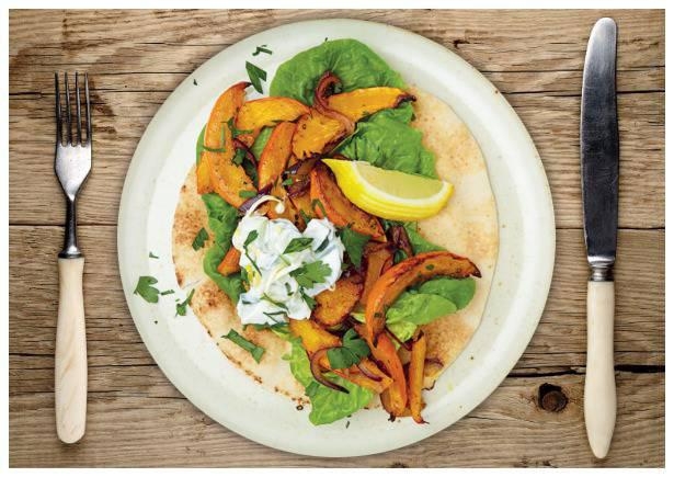 Libanesische Kürbis-Fladenbrot-Wraps