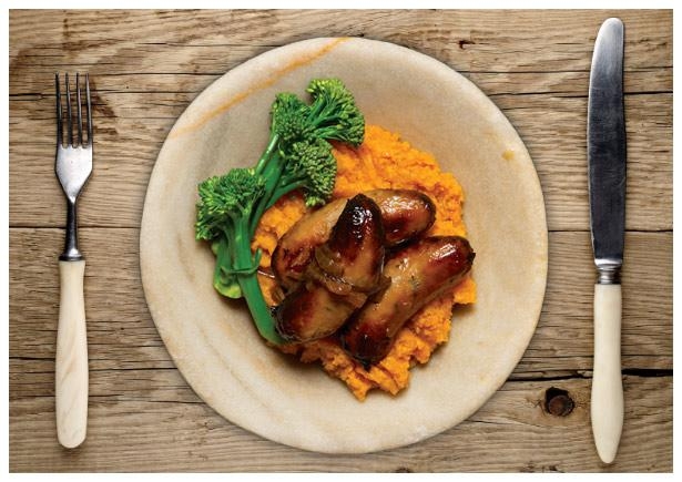 Sausages with Sweet Potato Mash