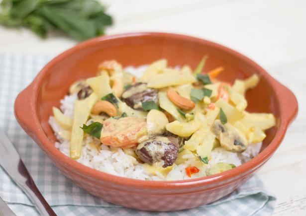 Curry met venkel, champignons en biefstukpuntjes