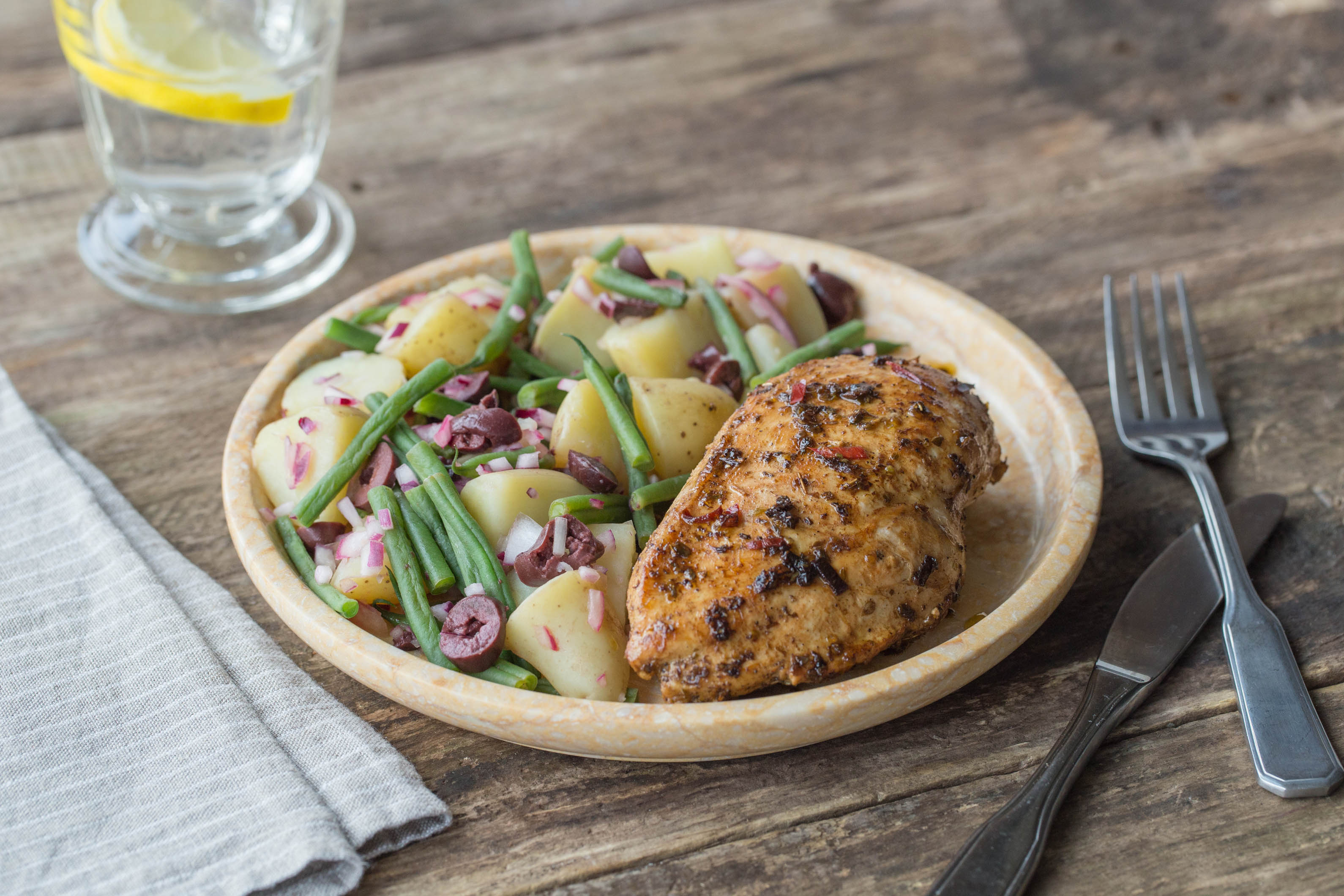Greek Chicken with Fresh Oregano, Beans & Kalamata Olives