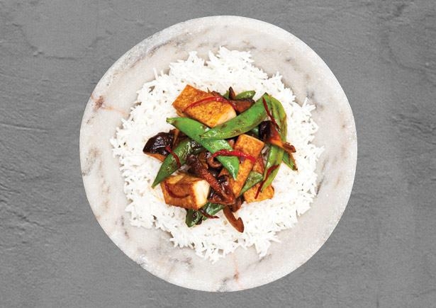 Tofu, Shiitake and Sugar Snap Two-Peas-In-A-Pod Stir Fry