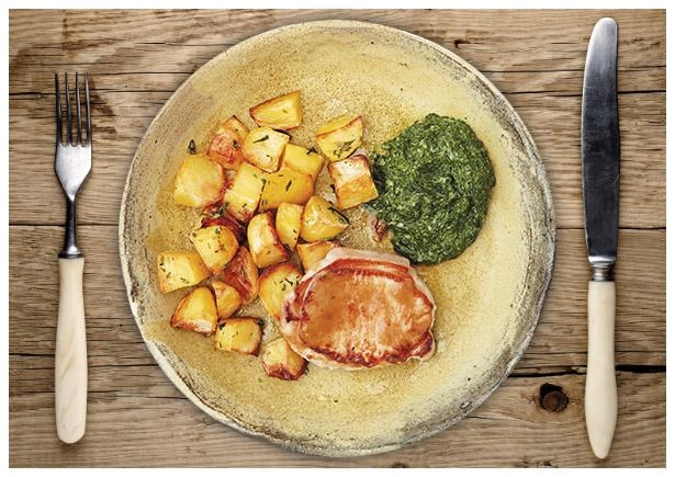 Delikate Schweinelachssteaks an krossen Rosmarin-Kartoffeln