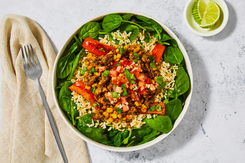 Nutritionist's Pick: Bols de riz brun à cuisson rapide et de bœuf façon fajitas