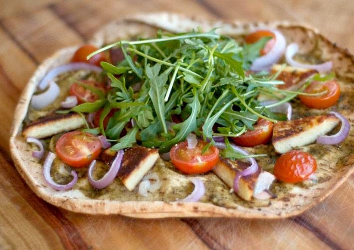 Basil Pesto Haloumi Pizza