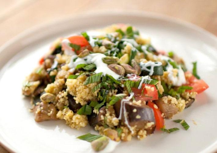 Eggplant and Pistachio Couscous