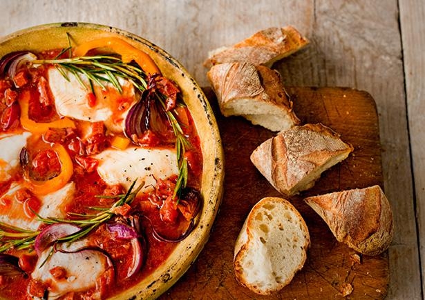 Visstoof met balsamico en warmgebakken stokbrood