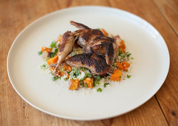 Butterflied Quail with Sweet Potato Couscous