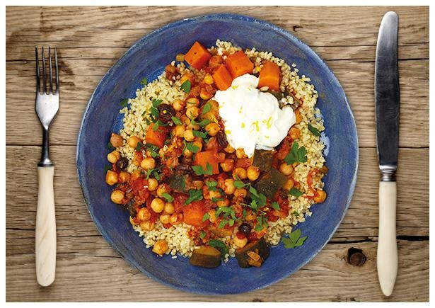 Orientalischer Kichererbsen-Eintopf auf Bulgur