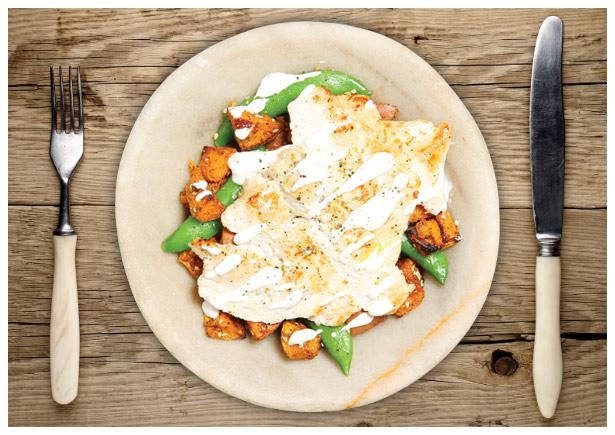 Pan-Fried Chicken with Dukkah Roasted Sweet Potatoes