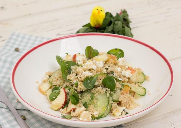 Lentesalade met couscous, feta en appel