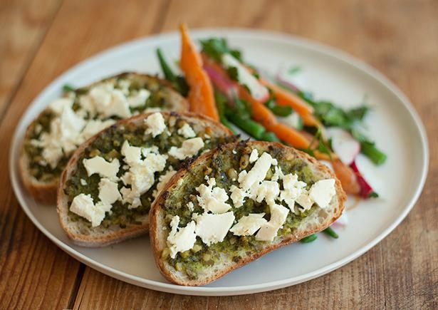 Grilled Pesto and Fetta with Garden Salad