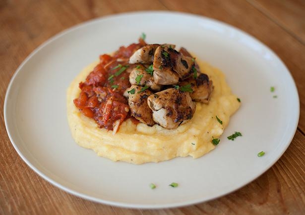 Chicken with Polenta and Braised Tomatoes