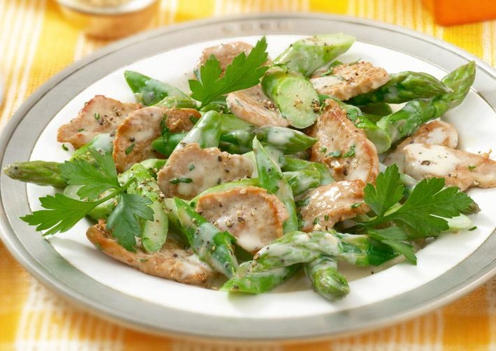 Geschnetzeltes mit grünem Spargel