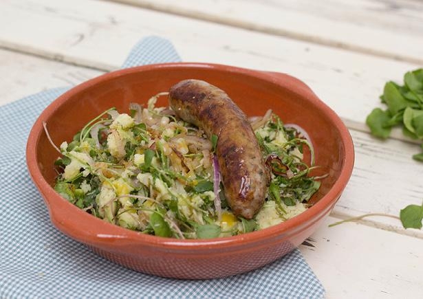 Posteleinstamppot met worst van Brandt & Levie