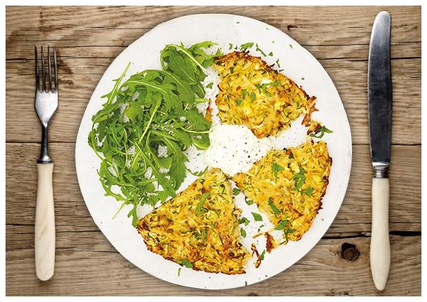 Zucchini-Katoffel-Kuchen gespickt mit Feta