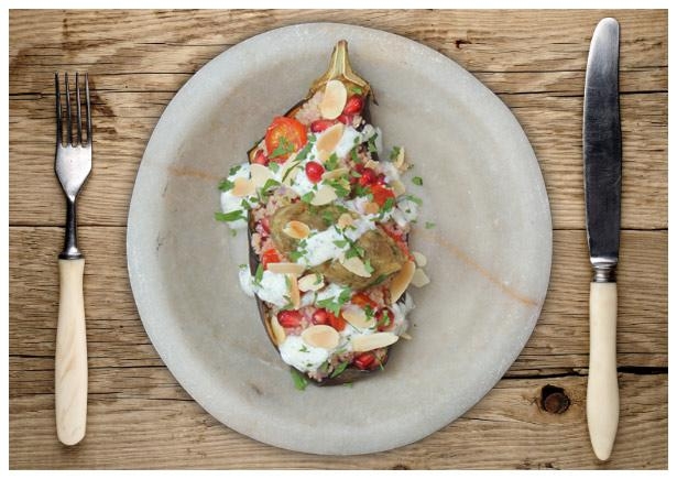 Stuffed Aubergine Shells 