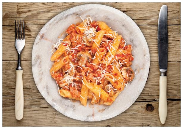 Penne with Spiced Pork