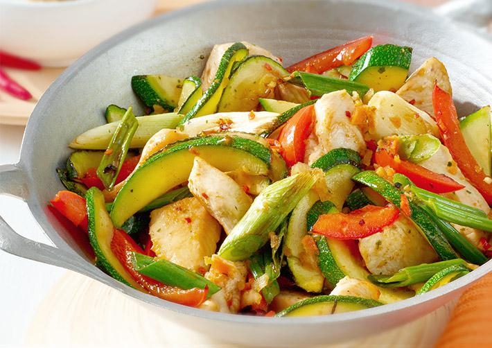  Hähnchen-Zucchini-Wok