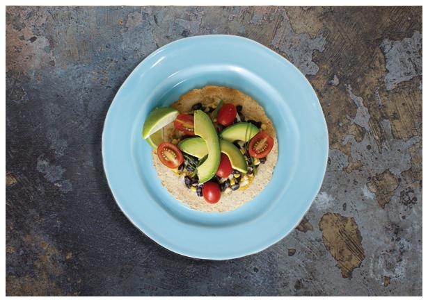 Yellow Squash and Black Bean Tostada
