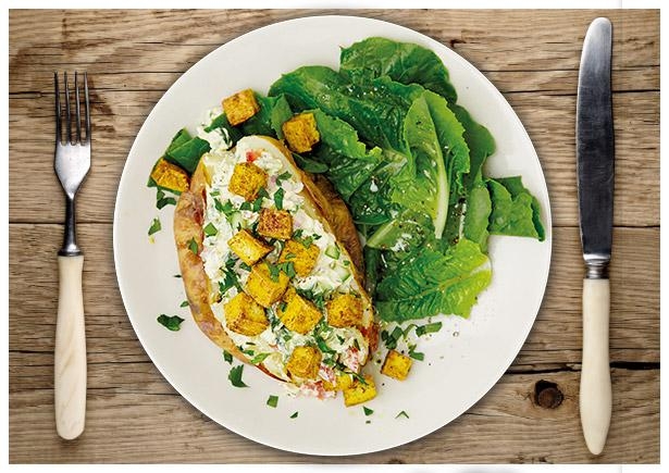 Ofenkartoffeln mit würziger Frischkäse-Tofu-Füllung