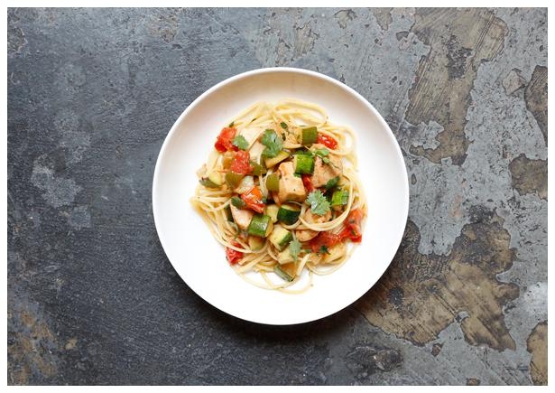 Lemony Chicken and Burst Tomato Linguine