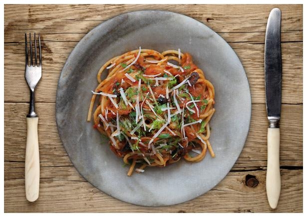 Fennel and Olive Spaghettini 