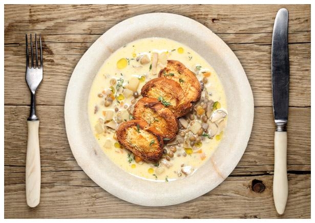Puy Lentil and Mushroom Soup