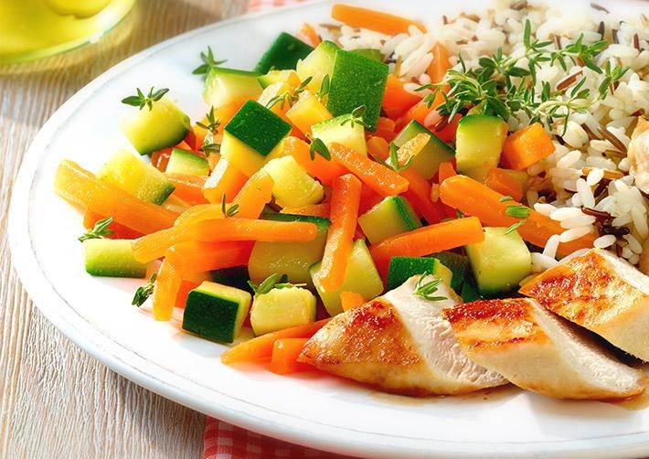 Hähnchen mit buntem Gemüse