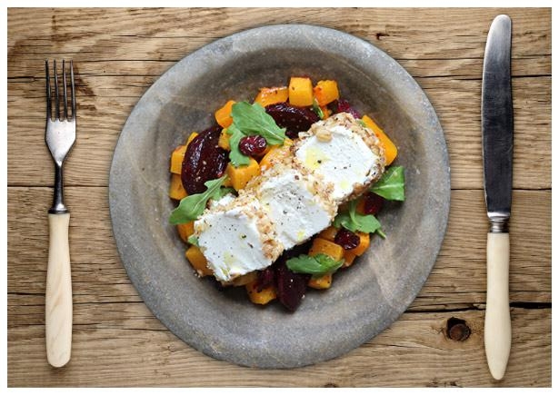 Roasted Butternut Squash with Rocket, Cranberries