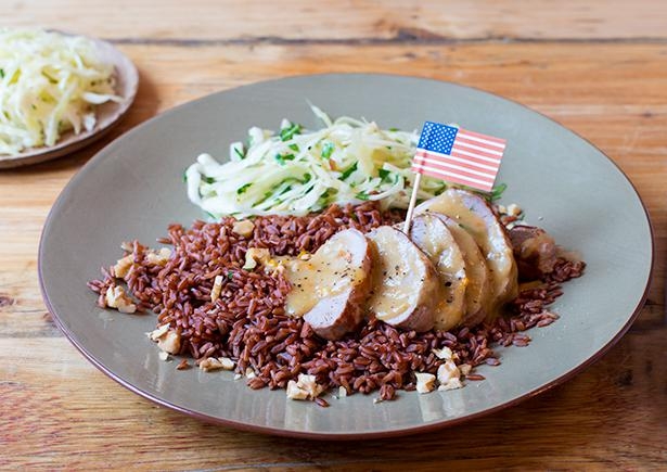 Schweinefilet mit rotem Reis